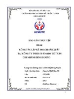 BÁO CÁO THỰC TẬP: CÔNG TÁC LẬP KẾ HOẠCH SẢN XUẤT TẠI CÔNG TY TNHH SX TMDV LÊ TRẦN