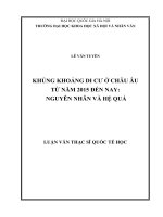 KHỦNG KHOẢNG DI CƯ Ở CHÂU ÂU TỪ NĂM 2015 ĐẾN NAY:  NGUYÊN NHÂN VÀ HỆ QUẢ