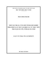 Thuế Giá trị gia tăng đối với doanh nghiệp theo pháp luật Việt Nam hiện nay, từ thực tiễn thị xã Quảng Yên, tỉnh Quảng Ninh