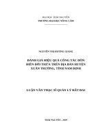 Đánh giá hiệu quả công tác dồn điền đổi thửa trên địa bàn huyện xuân trường, tỉnh nam định 