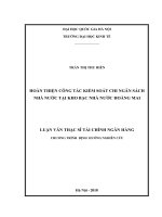 Hoàn thiện công tác kiểm soát chi ngân sách nhà nước tại kho bạc nhà nước hoàng mai (luận văn thạc sỹ tài chính ngân hàng bảo hiểm) 