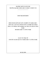 HÌNH THÀNH LIÊN KẾT GIỮA NGHIÊN CỨU KHOA HỌC   ĐÀO TẠO  SẢN XUẤT NHẰM NÂNG CAO HIỆU QUẢ KHAI THÁC CÁC PHÒNG THÍ NGHIỆM TẠI VIỆN ỨNG DỤNG CÔNG NGHỆ   BỘ KHOA HỌC VÀ CÔNG NGHỆ