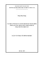 Vai trò lãnh đạo của đảng bộ huyện tràng định, tỉnh lạng sơn trong phát triển kinh tế ở địa phương hiện nay 