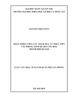 Hoàn thiện công tác tham mưu từ thực tiễn văn phòng UBND huyện ứng hòa, thành phố hà nội 
