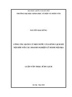 CÔNG TÁC QUẢN LÝ NHÀ NƯỚC CỦA SỞ DU LỊCH HÀ NỘI ĐỐI VỚI CÁC DOANH NGHIỆP LỮ HÀNH NỘI ĐỊA