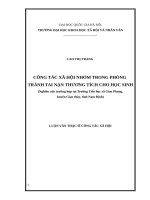 CÔNG TÁC XÃ HỘI NHÓM TRONG PHÒNG  TRÁNH TAI NẠN THƯƠNG TÍCH CHO HỌC SINH  (Nghiên cứu trường hợp tại Trường Tiểu học xã Giao Phong,  huyện Giao thủy, tỉnh Nam Định)