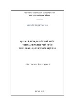 Luận văn QUẢN lý, sử DỤNG vốn NHÀ nước tại DOANH NGHIỆP NHÀ nước THEO PHÁP LUẬT VIỆT NAM HIỆN NAY 