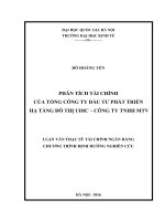 Phân tích tài chính của tổng công ty đầu tư phát triển hạ tầng đô thị UDIC – công ty TNHH MTV 