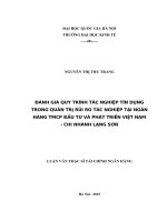 Đánh giá quy trình tác nghiệp tín dụng trong quản trị rủi ro tác nghiệp tại ngân hàng TMCP đầu tư và phát triển việt nam – chi nhánh lạng sơn 
