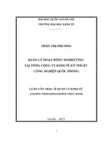 Quản lý hoạt động marketing tại tổng công ty kinh tế kỹ thuật công nghiệp quốc phòng 