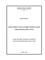 Phát triển công nghiệp tỉnh hà nam theo hướng bền vững  