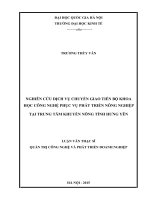 Nghiên cứu dịch vụ chuyển giao tiến bộ khoa học công nghệ phục vụ phát triển nông nghiệp tại trung tâm khuyến nông tỉnh hưng yên 