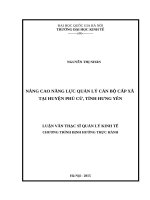 Nâng cao năng lực cán bộ quản lí cấp xã tại huyện phù cừ, tỉnh hưng yên 