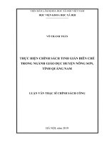 Thực hiện chính sách tinh giản biên chế trong ngành giáo dục huyện nông sơn, tỉnh quảng nam 