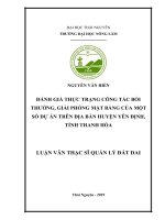 Đánh giá thực trạng công tác bồi thường, giải phóng mặt bằng của một số dự án trên địa bàn huyện yên định, tỉnh thanh hóa 