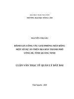 Đánh giá công tác giải phóng mặt bằng một số dự án trên địa bàn thành phố uông bí, tỉnh quảng ninh 