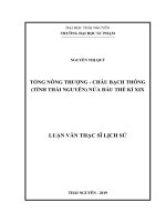 Tổng nông thượng   châu bạch thông (tỉnh thái nguyên) nửa đầu thế kỉ XIX 