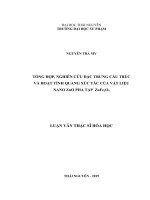 Tổng hợp, nghiên cứu đặc trưng cấu trúc và hoạt tính quang xúc tác của vật liệu nano zno pha tạp znfe2o4 