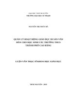 Quản lý hoạt động giáo dục di sản văn hóa cho học sinh các trường trung học cơ sở thành phố cao bằng 
