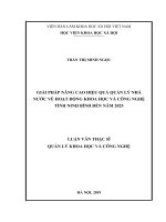 Giải pháp nâng cao hiệu quả quản lý nhà nước về hoạt động khoa học và công nghệ tỉnh ninh bình đến năm 2025 