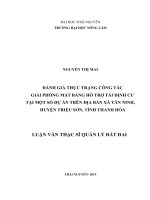 Đánh giá thực trạng công tác giải phóng mặt bằng hỗ trợ tái định cư tại một số dự án trên địa bàn xã tây ninh, huyện triệu sơn, tỉnh thanh hóa 