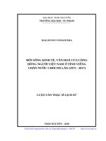 Đời sống kinh tế, văn hóa của cộng đồng người việt nam ở tỉnh viêng chăn nước CHDCND lào (1975   2017) 