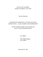 Tổ chức hoạt động trải nghiệm trong dạy học tiếng anh cho trẻ 5   6 tuổi tại trường mầm non DPA 