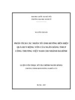 Phân tích các nhân tố ảnh hưởng đến hiệu quả huy động vốn của ngân hàng TMCP công thương việt nam 