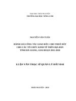 Đánh giá công tác giao đất, cho thuê đất cho các tổ chức kinh tế trên địa bàn tỉnh hà giang, giai đoạn 2015 2018 
