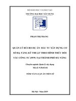 Quản lý rủi ro dự án đầu tư xây dựng cơ sở hạ tầng kỹ thuật theo hình thức đối tác công tư (PPP) tại thành phố đà nẵng tt 