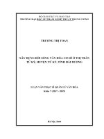 Xây dựng đời sống văn hóa cơ sở ở Thị Trấn tứ Kỳ, huyện Tứ Kỳ, tỉnh Hải Dương (Luận văn thạc sĩ)