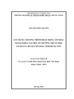 Xây dựng chương trình hoạt động âm nhạc ngoại khóa tại một số trường THCS Huyện Mỹ Hào  Tỉnh Hưng Yên (Luận văn thạc sĩ)