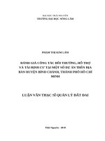 Đánh giá công tác bồi thường, hỗ trợ và tái định cư tại một số dự án trên địa bàn huyện bình chánh, thành phố hồ chí minh 