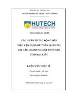 Các nhân tố tác động đến việc vận dụng kế toán quản trị tại các doanh nghiệp thủy sản tỉnh bạc liêu 