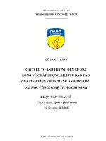 Các yếu tố ảnh hưởng đến sự hài lòng về chất lượng dịch vụ đào tạo của sinh viên khoa tiếng anh 