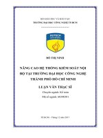 Nâng cao hệ thống kiểm soát nội bộ tại trường đại học công nghệ thành phố hồ chí minh 