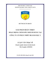 Giải pháp hoàn thiện hoạt động chăm sóc khách hàng tại công ty cổ phần thiết bị giáo dục 2 