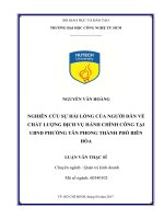 Nghiên cứu sự hài lòng của người dân về chất lượng dịch vụ hành chính công tại UBND phường tân phong 