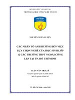 Các nhân tố ảnh hưởng đến việc chọn nghề của học sinh lớp 12 các trường THPT ngoài công lập tại TP  hồ chí minh 