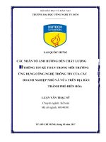 Các nhân tố ảnh hưởng đến chất lượng thông tin kế toán của các doanh nghiệp nhỏ và vừa trong môi trường ứng dụng công nghệ thông tin trên địa bàn thành phố biên hòa 