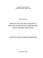Đánh giá công tác đấu giá quyền sử dụng đất tại một số dự án trên địa bàn huyện yên bình, tỉnh yên bái 