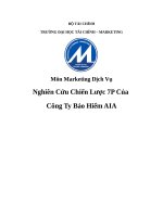 MARKETING DỊCH VỤ BẢO HIỂM AIA  MARKETING 7P