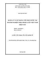 QUẢN lý và sử DỤNG vốn NHÀ nước tại DOANH NGHIỆP THEO PHÁP LUẬT VIỆT NAM HIỆN NAY 