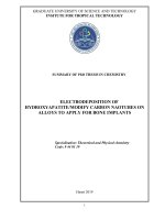 Nghiên cứu kết tủa điện hóa màng hydroxyapatit ống nano carbon biến tính trên nền hợp kim định hướng ứng dụng trong cấy ghép xương tt tiếng anh 