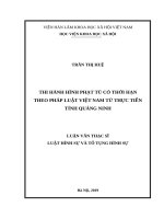 Thi hành hình phạt tù có thời hạn theo pháp luật việt nam từ thực tiễn tỉnh quảng ninh 