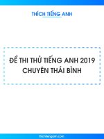 đề thi thử tiếng anh 2019 chuyên thái bình lần 3