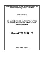 Mối quan hệ giữa kiểm soát lạm phát và tăng trưởng kinh tế trong điều hành chính sách tiền tệ ở việt nam 