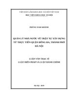 QUẢN lý NHÀ nước về TRẬT tự xây DỰNG từ THỰC TIỄN QUẬN ĐỐNG đa, THÀNH PHỐ hà nội 