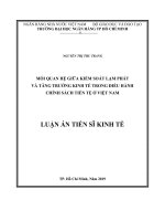 LUẬN ÁN TIẾN SĨ  mối quan hệ giữa kiểm soát lạm phát và tăng trưởng kinh tế trong điều hành chính sách tiền tệ ở Việt Nam