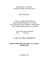 Luận văn thạc sỹ - Nâng cao hiệu quả tín dụng đối với DNVVN tại Ngân hàng nông nghiệp và phát triển nông thôn Chi nhánh Bắc Nam Định